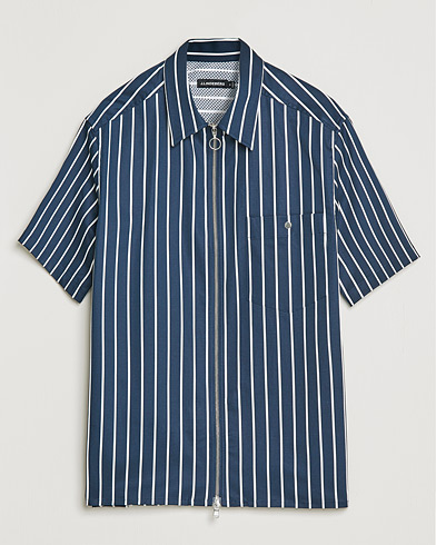 Herre | J.Lindeberg | J.Lindeberg | Chainy Short Sleeve Zip Shirt Navy