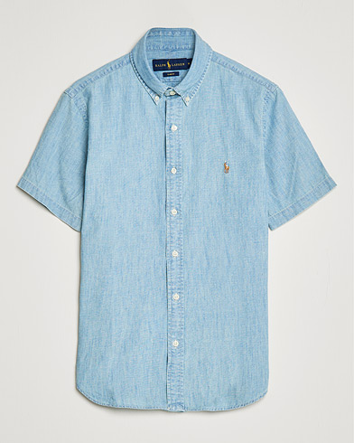 Herre | Kortærmede skjorter | Polo Ralph Lauren | Slim Fit Short Sleeve Chambray Shirt Light Indigo