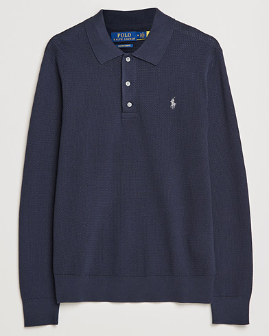 Herre | Trøjer | Polo Ralph Lauren | Textured Knitted Polo Navy