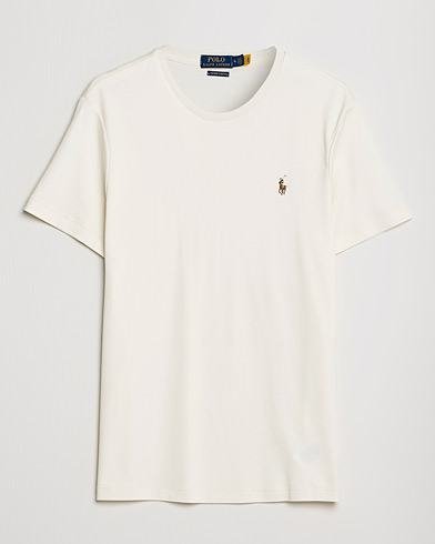 Herre | T-Shirts | Polo Ralph Lauren | Luxury Pima Cotton Crew Neck T-Shirt Clubhouse Cream