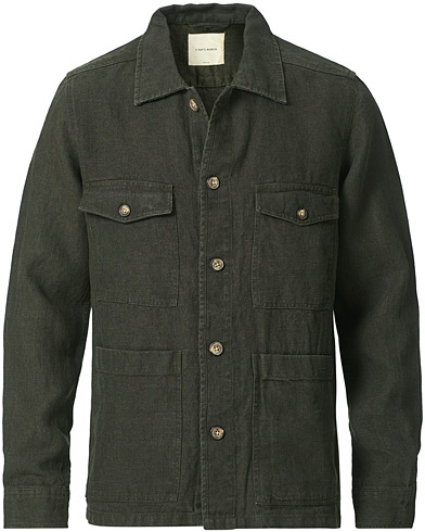 An overshirt occasion |  Heavy Linen Patch Pocket Overshirt Olive