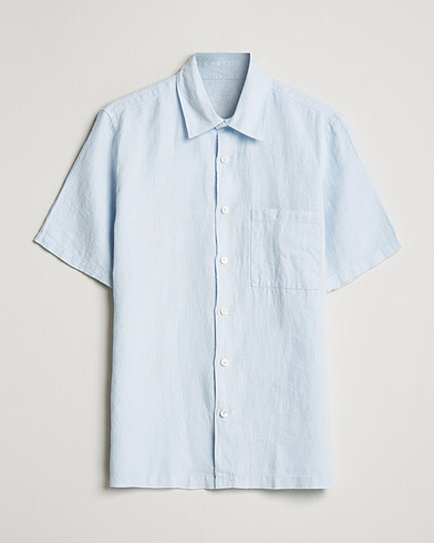 Herre | Skjorter | A Day's March | Khito Short Sleeve Linen Shirt Light Blue