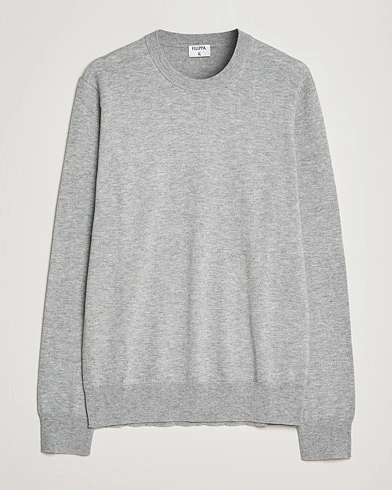 Herre | Pullovers med rund hals | Filippa K | Cotton Merino Basic Sweater Light Grey Melange