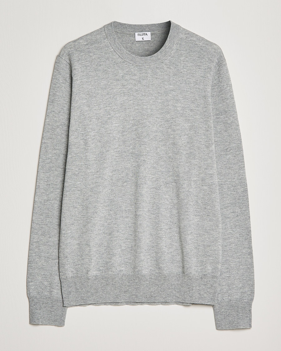 Herre | | Filippa K | Cotton Merino Basic Sweater Light Grey Melange