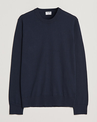 Herre | Pullovers med rund hals | Filippa K | Cotton Merino Basic Sweater Navy