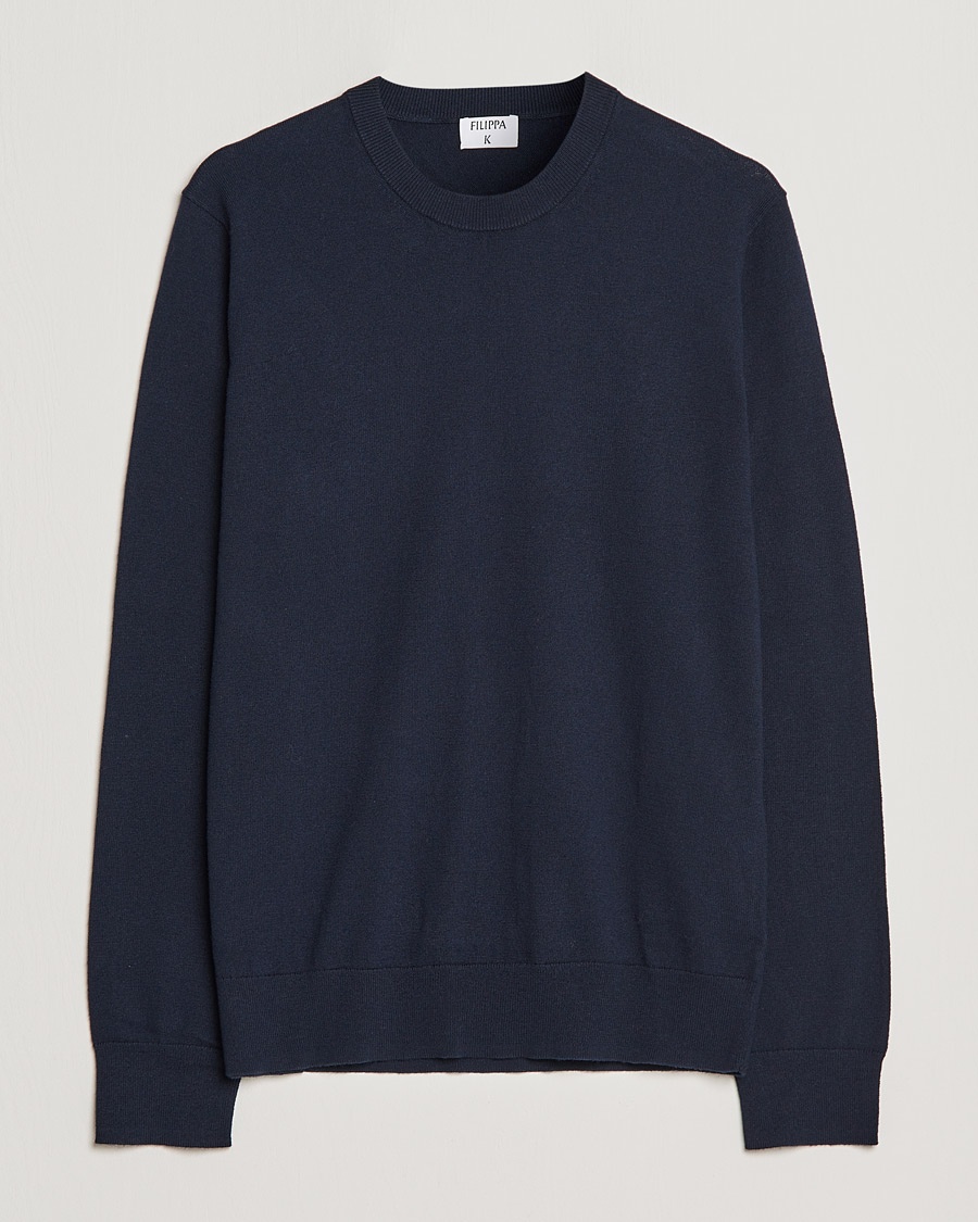 Herre | | Filippa K | Cotton Merino Basic Sweater Navy