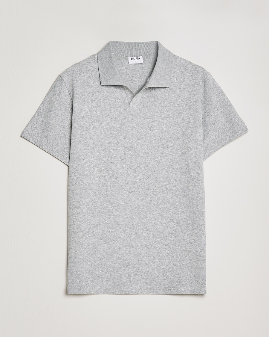 Filippa K Soft Lycra Polo Tee Light Grey Melange – Grå