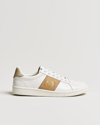 Herre |  | Fred Perry | B721 Pique Embossed Leather Sneaker Porcelain