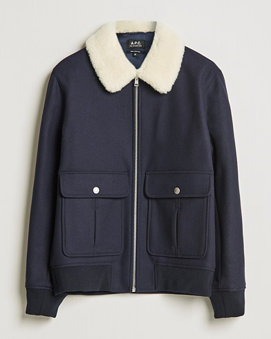Herre | A.P.C. | A.P.C. | Ben Shearling Bomber Jacket Navy