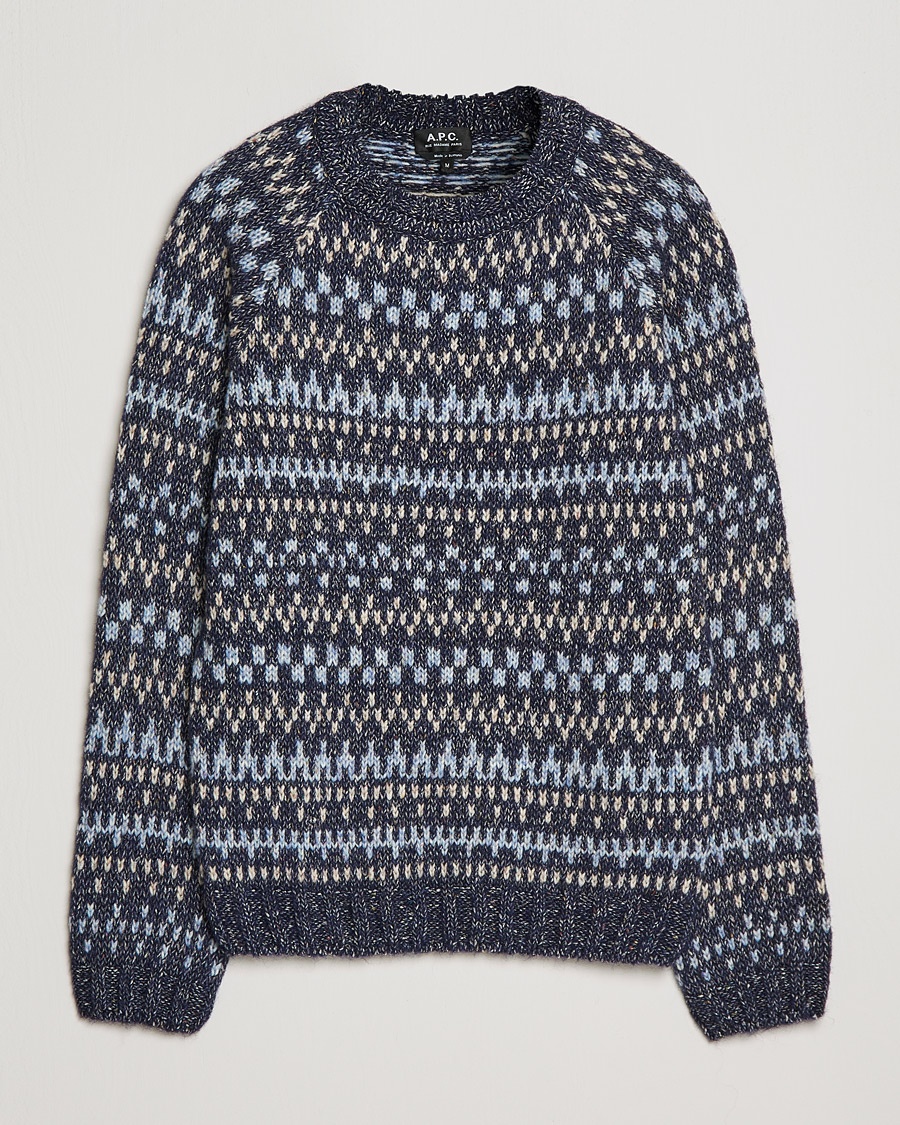 Herre | | A.P.C. | Leonard Jacquard Pullover Blue Heather