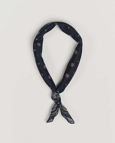Herre | Tørklæde | Amanda Christensen | Cotton Voilé Printed Medallion Bandana Navy