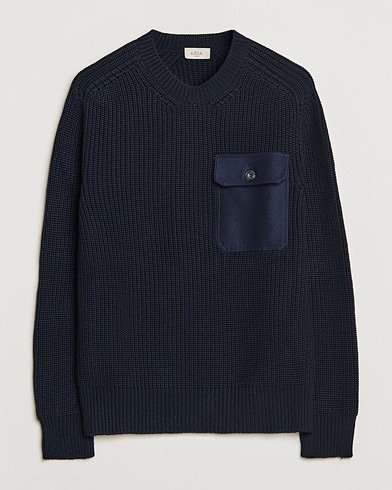 Herre | Strikkede trøjer | Altea | Fisherman Pocket Sweater Navy