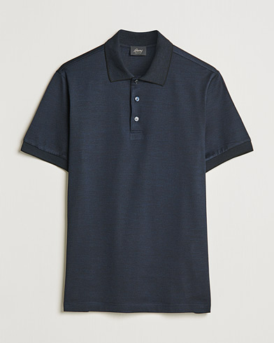 Herre | Kortærmede polotrøjer | Brioni | Cotton/Silk Short Sleeve Polo Navy