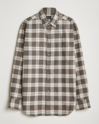 Herre | Brioni | Brioni | Check Flannel Shirt Beige