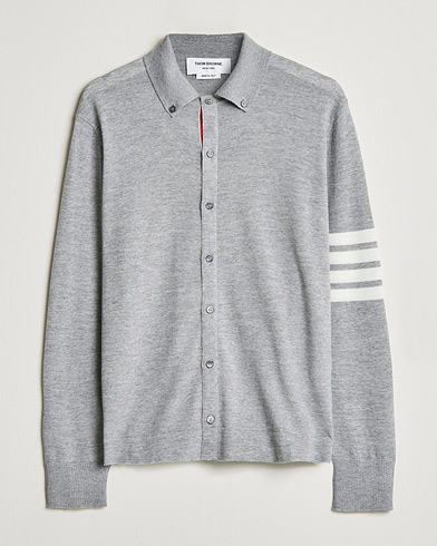 Herre | Skjorte | Thom Browne | Merino Wool Button Down Shirt Light Grey