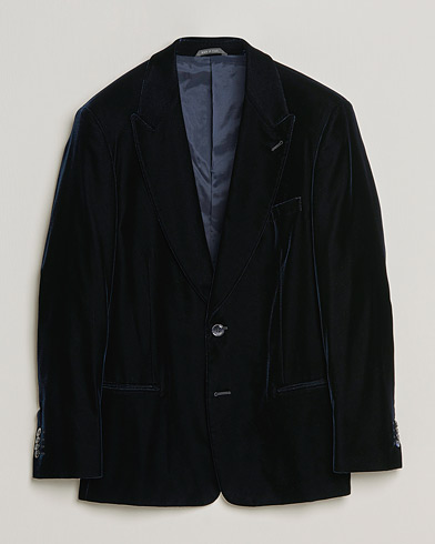 Herre | Blazere & jakker | Giorgio Armani | Peak Lapel Velvet Blazer Navy