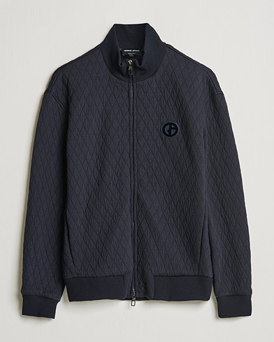 Herre | Tøj | Giorgio Armani | Diamond Quilted Zip Sweater Navy