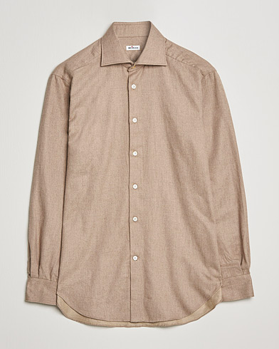 Herre | Flannelskjorter | Kiton | Slim Fit Flannel Shirt Beige
