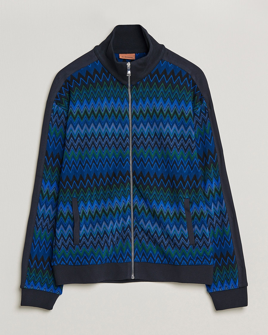 Herre | Missoni | Missoni | Chevron Full Zip Sweater Navy