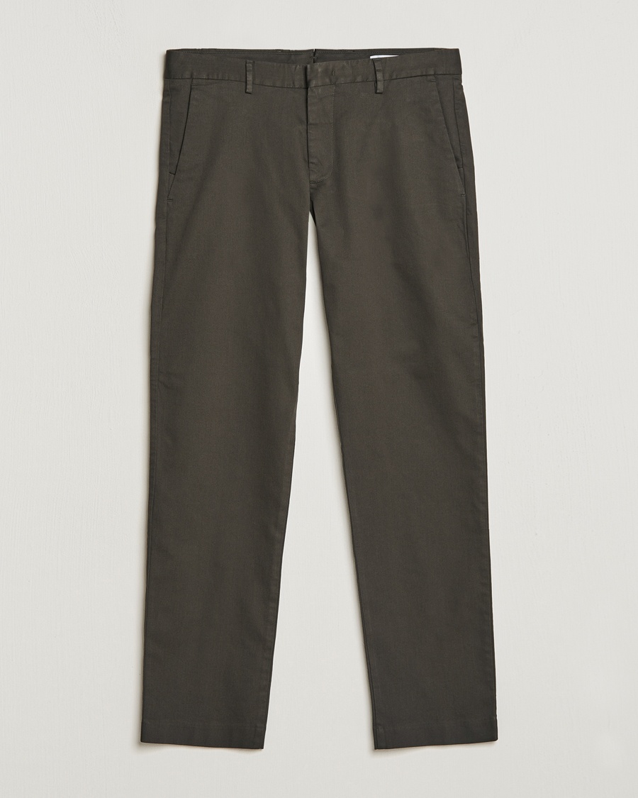 NN07 Theo Regular Fit Stretch Chinos Dark Army – Grøn