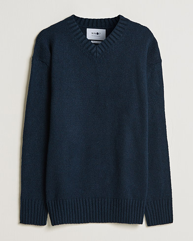 Herre | Pullovers med v-hals | NN07 | Grayson Knitted V-Neck Sweater Navy