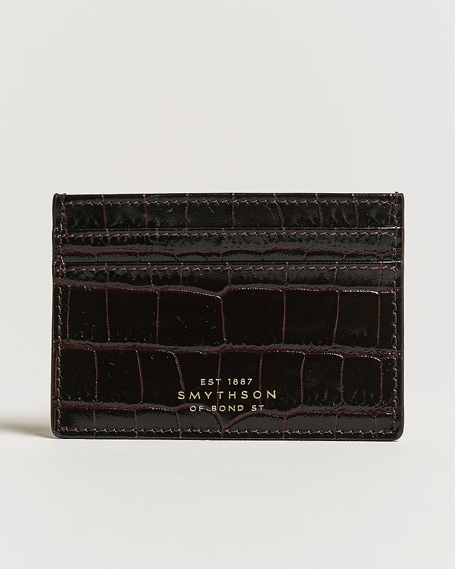 Smythson Mara Flat Cardholder Dark Brown – Brun
