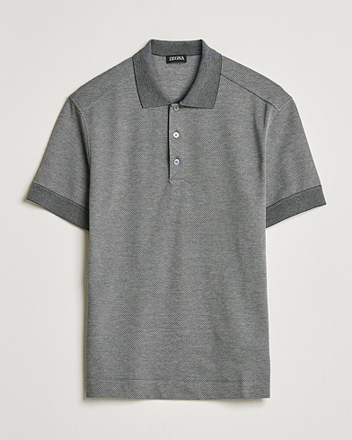 Herre | Luxury Brands | Zegna | Cotton/Silk Short Sleeve Polo Grey