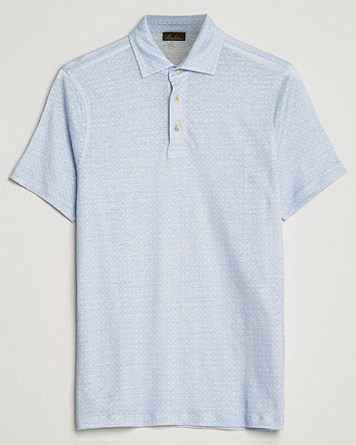 Herre | Udsalg tøj | Stenströms | Printed Linen Poloshirt Light Blue
