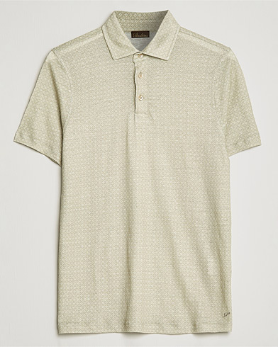 Herre | Udsalg tøj | Stenströms | Printed Linen Poloshirt Olive