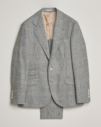 Herre | Brunello Cucinelli | Brunello Cucinelli | Prince Of Wales Flannel Suit Grey Melange