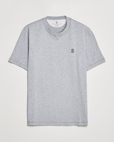 Herre | Brunello Cucinelli | Brunello Cucinelli | Short Sleeve Logo T-Shirt Grey Melange