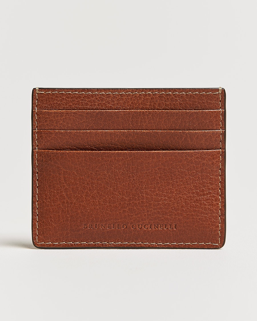Herre | Brunello Cucinelli | Brunello Cucinelli | Grain Leather Card Holder Cognac