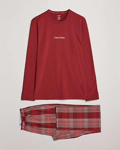 Herre | Pyjamas & Morgenkåber | Calvin Klein | Logo Long Sleeve Checked Pyjama Set Red