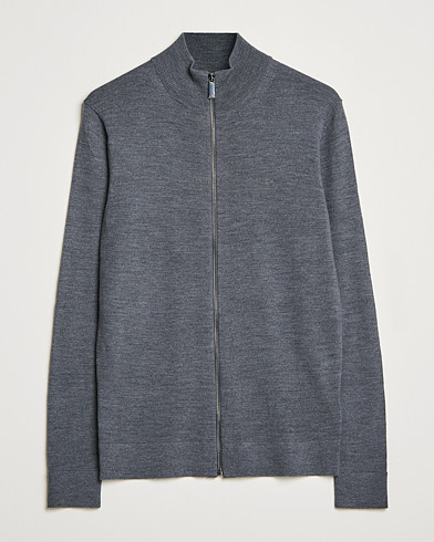 Herre | Zip-trøjer | Calvin Klein | Superior Wool Full Zip Sweater Dark Grey Heather