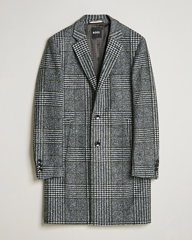 Herre | Frakker | BOSS | Hyde Wool Checked Coat Black/Grey