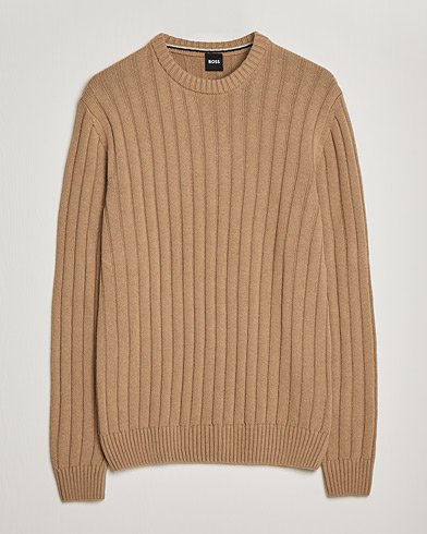 Herre | Strikkede trøjer | BOSS | Laaron Strucktured Knitted Sweater Medium Beige