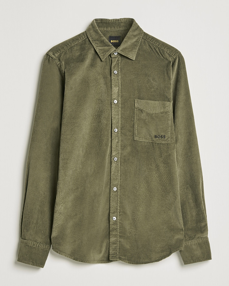 Herre | | BOSS Casual | Relegant Corduroy Shirt Dark Green