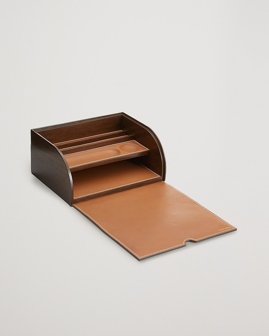 Ralph Lauren Home Brennan Leather Writers Box Saddle Brown – Brun