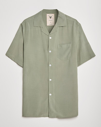 Herre |  | OAS | Viscose Resort Short Sleeve Shirt Green Plain
