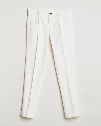 Herre | Pæne bukser | Incotex | Pleated Luxury Moleskine Trousers Off White