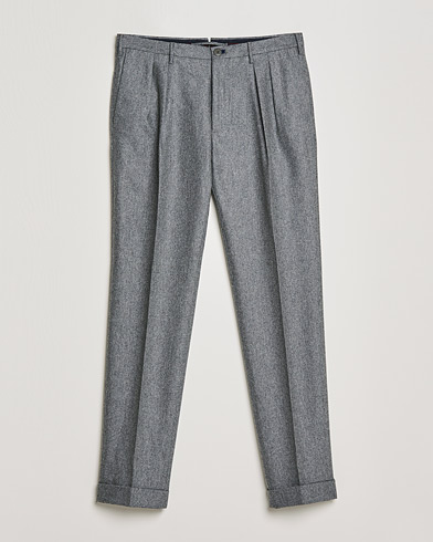 Herre |  | Incotex | Pleated Flannel Trousers Grey Melange