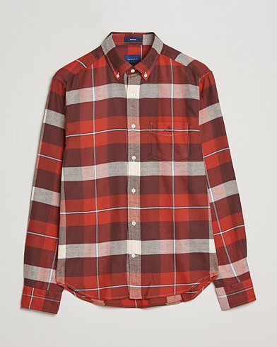 Herre | Flannelskjorter | GANT | Regular Fit Flannel Block Checked Shirt Spice Red