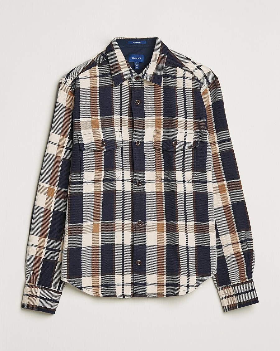 Herre | GANT | GANT | Checked Overshirt Vintage Cream