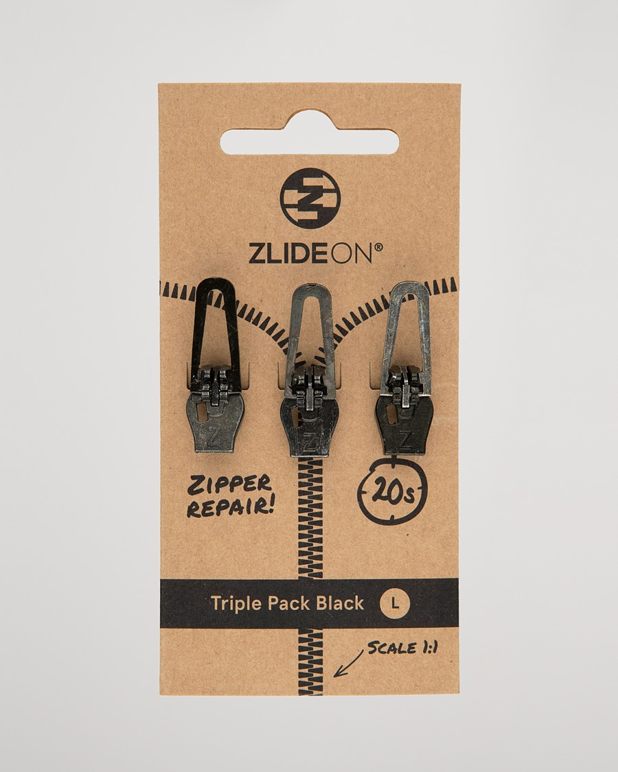 ZlideOn 3-Pack Zippers Black L – Sort