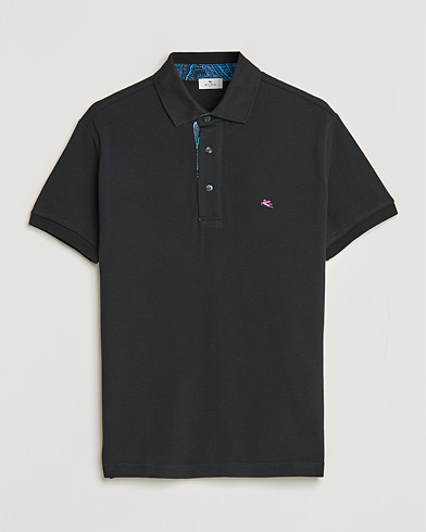  |  Short Sleeve Contrast Paisley Polo Black
