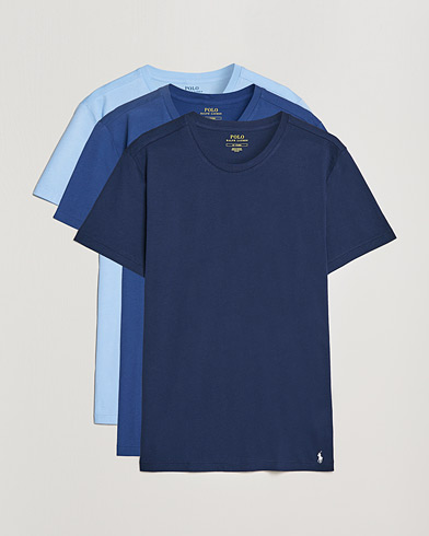 Herre | Flerpak | Polo Ralph Lauren | 3-Pack Crew Neck T-Shirt Navy/Light Navy/Light Blue