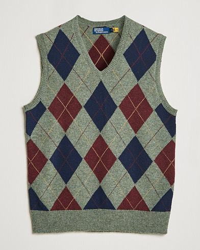 Herre | Preppy AuthenticGAMMAL | Polo Ralph Lauren | Wool Argyle Vest Green Multi