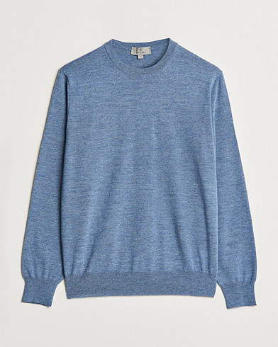 Herre | Pullovers med rund hals | Canali | Merino Wool Crew Neck Light Blue
