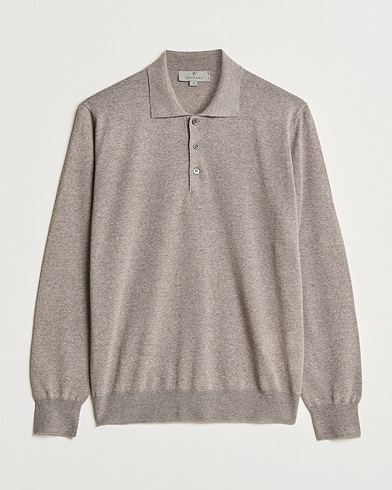 Herre | Strikkede polotrøjer | Canali | Merino Wool Knitted Polo Taupe