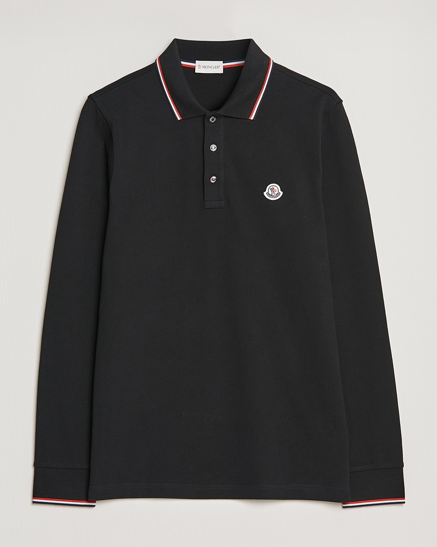 schweizisk når som helst det sidste Moncler Contrast Rib Long Sleeve Polo Black - CareOfCarl.dk